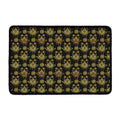 Black And Gold Lotus Flower Print Kitchen Mat