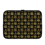 Black And Gold Lotus Flower Print Laptop Sleeve