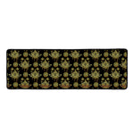 Black And Gold Lotus Flower Print Long Kitchen Mat