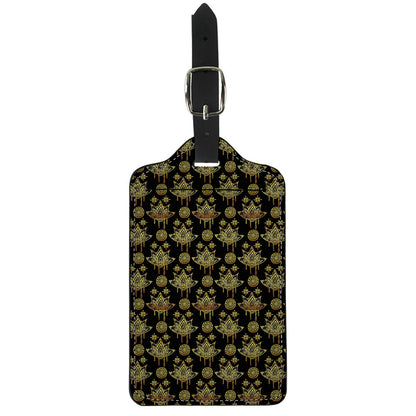 Black And Gold Lotus Flower Print Luggage Tag