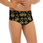 Black And Gold Lotus Flower Print Men's Briefs