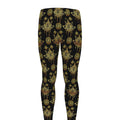 Black And Gold Lotus Flower Print Men's Leggings