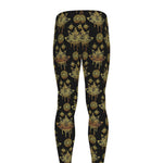Black And Gold Lotus Flower Print Men's leggings