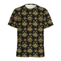 Black And Gold Lotus Flower Print Men's Athletic T-Shirt