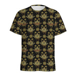 Black And Gold Lotus Flower Print Men's Sports T-Shirt