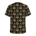 Black And Gold Lotus Flower Print Men's Sports T-Shirt