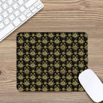 Black And Gold Lotus Flower Print Mouse Pad