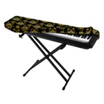 Black And Gold Lotus Flower Print Piano Keyboard Cover