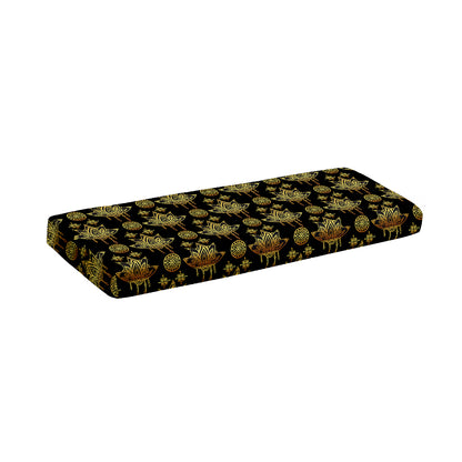 Black And Gold Lotus Flower Print Piano Keyboard Cover