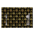 Black And Gold Lotus Flower Print Placemat