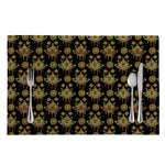 Black And Gold Lotus Flower Print Placemat
