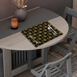 Black And Gold Lotus Flower Print Placemat