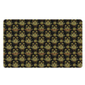 Black And Gold Lotus Flower Print Polyester Doormat