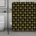 Black And Gold Lotus Flower Print Polyester Shower Curtain