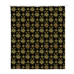 Black And Gold Lotus Flower Print Polyester Shower Curtain