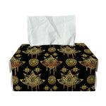 Black And Gold Lotus Flower Print Rectangle Tissue Box Cover