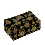 Black And Gold Lotus Flower Print Rectangle Tissue Box Cover