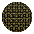 Black And Gold Lotus Flower Print Round Blanket