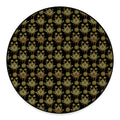Black And Gold Lotus Flower Print Round Floor Mat
