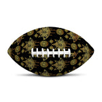 Black And Gold Lotus Flower Print Rugby Ball