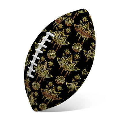 Black And Gold Lotus Flower Print Rugby Ball