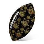 Black And Gold Lotus Flower Print Rugby Ball