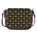 Black And Gold Lotus Flower Print Saddle Bag