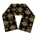 Black And Gold Lotus Flower Print Scarf