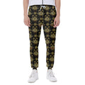 Black And Gold Lotus Flower Print Joggers