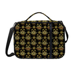 Black And Gold Lotus Flower Print Shoulder Strap Bible Bag