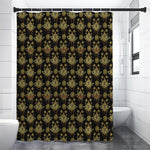 Black And Gold Lotus Flower Print Shower Curtain
