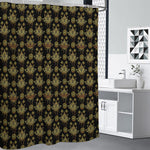 Black And Gold Lotus Flower Print Shower Curtain