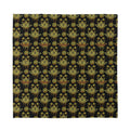 Black And Gold Lotus Flower Print Silk Bandana