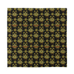 Black And Gold Lotus Flower Print Silk Bandana