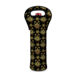 Black And Gold Lotus Flower Print Single Neoprene Wine Tote
