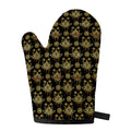 Black And Gold Lotus Flower Print Single Oven Mitt