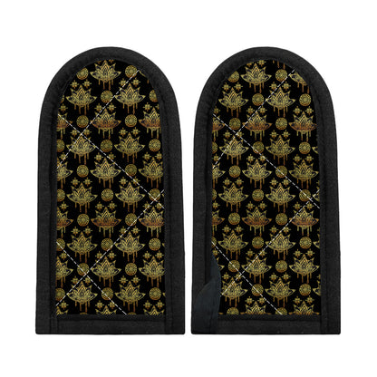 Black And Gold Lotus Flower Print Skillet Handle Cover