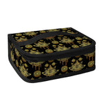 Black And Gold Lotus Flower Print Small Lunch Bag