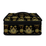 Black And Gold Lotus Flower Print Small Lunch Bag