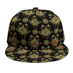 Black And Gold Lotus Flower Print Snapback Cap