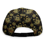 Black And Gold Lotus Flower Print Snapback Cap