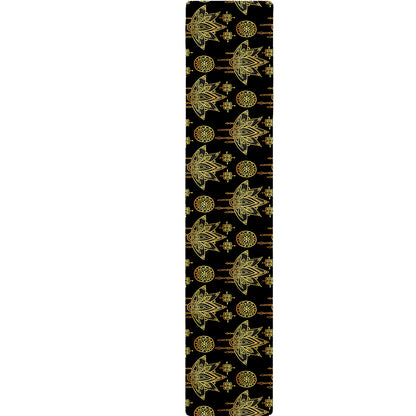 Black And Gold Lotus Flower Print Table Runner