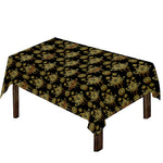 Black And Gold Lotus Flower Print Tablecloth