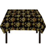 Black And Gold Lotus Flower Print Tablecloth