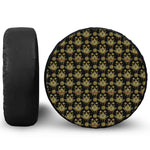 Black And Gold Lotus Flower Print Tire Cover