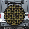 Black And Gold Lotus Flower Print Tire Cover With Camera Hole