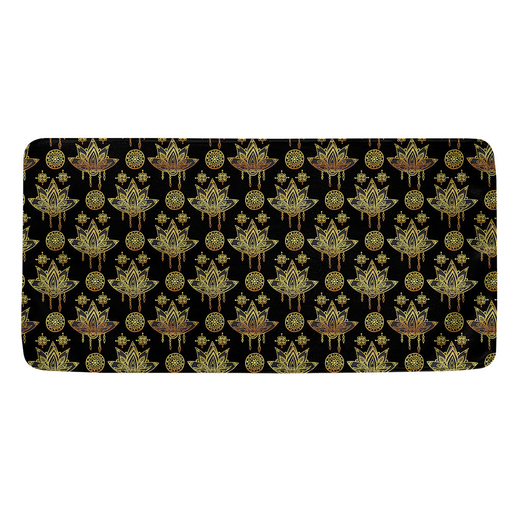 Black And Gold Lotus Flower Print Towel