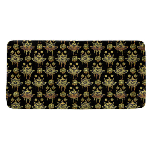 Black And Gold Lotus Flower Print Towel