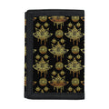 Black And Gold Lotus Flower Print Trifold Wallet