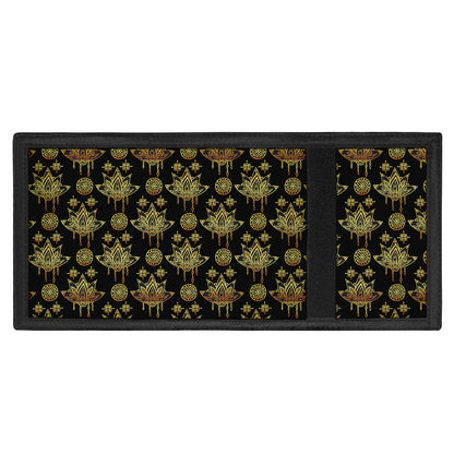 Black And Gold Lotus Flower Print Trifold Wallet